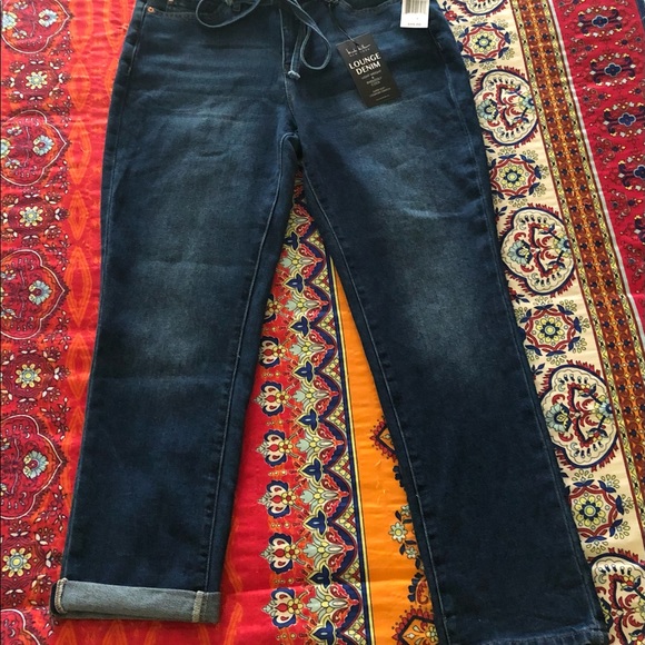 NICOLE MILLER 'NY' BOYFRIEND JEANS.WAIST-TIE,SOFT,LIGHTWEIGHT, LOUNGE DENIM.NWT! - Picture 2 of 8